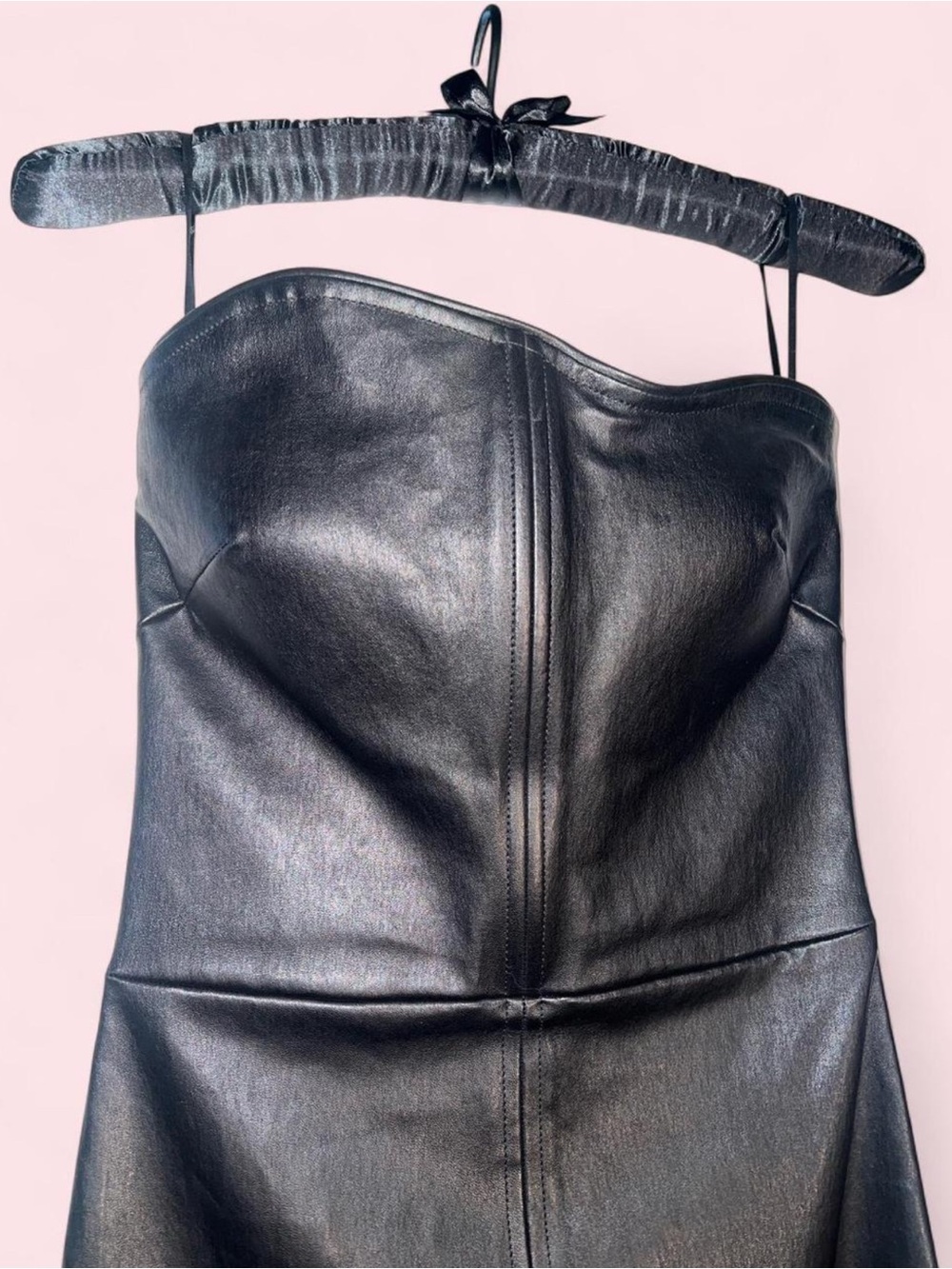 Helmut Lang Strapless Lamb Leather Mini Dress Size 2 - Picture 5 of 7